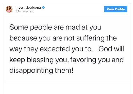 Moesha Bodoung responds to'Cancer' claims