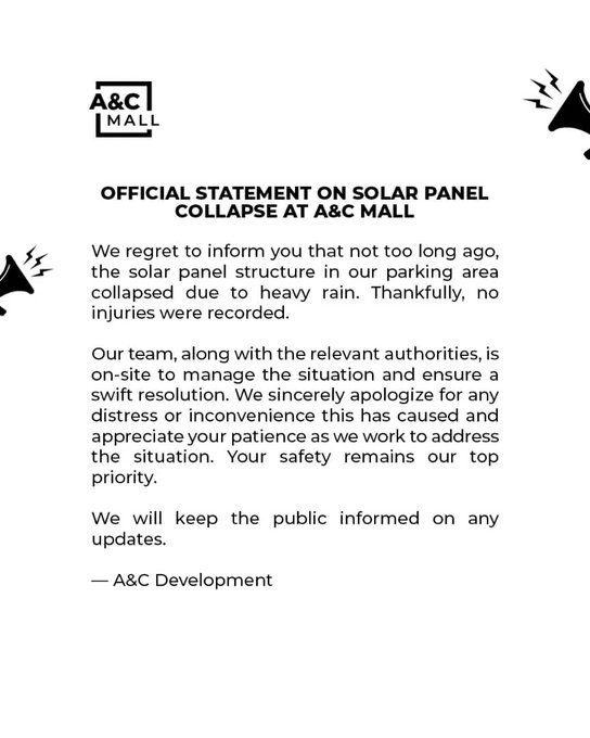A&C Mall Solar Panel Collapse