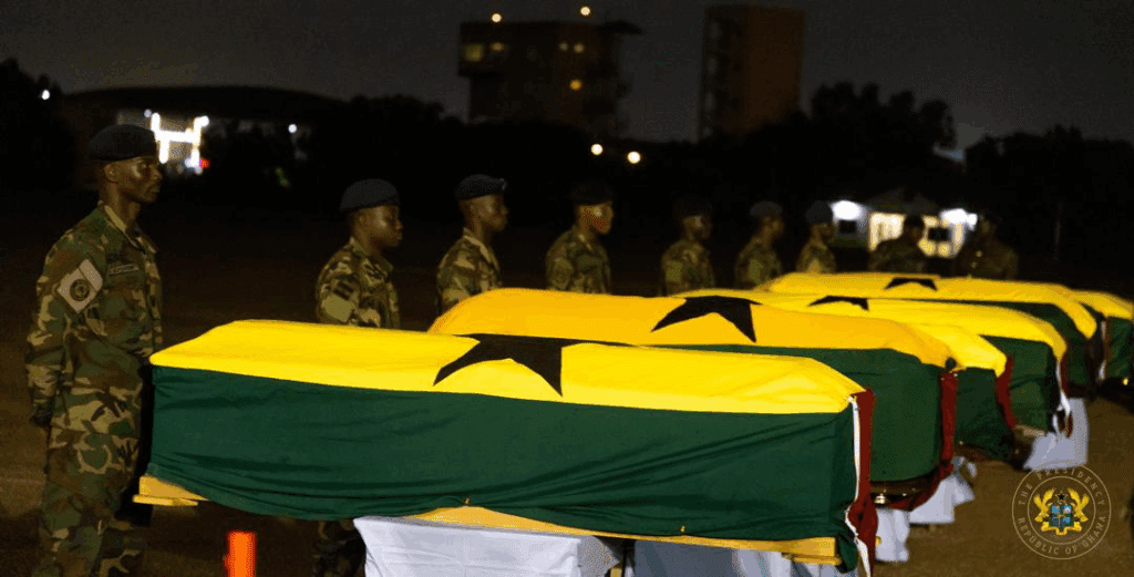 Bodies from Ghana Helicopter Crash Flown to 37 Military Hospital