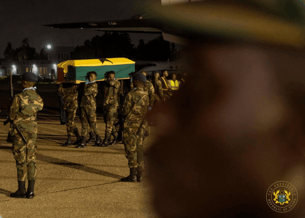 Bodies from Ghana Helicopter Crash Flown to 37 Military Hospital