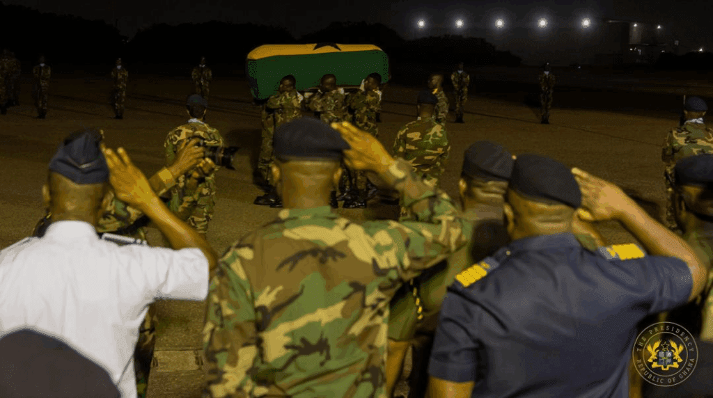Bodies from Ghana Helicopter Crash Flown to 37 Military Hospital