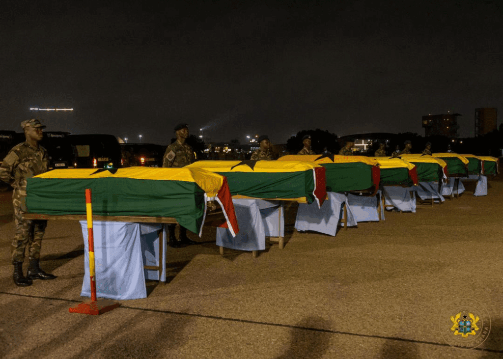 Bodies from Ghana Helicopter Crash Flown to 37 Military Hospital