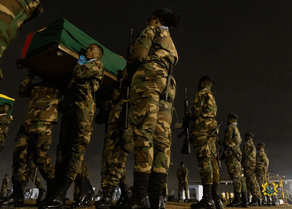 Bodies from Ghana Helicopter Crash Flown to 37 Military Hospital