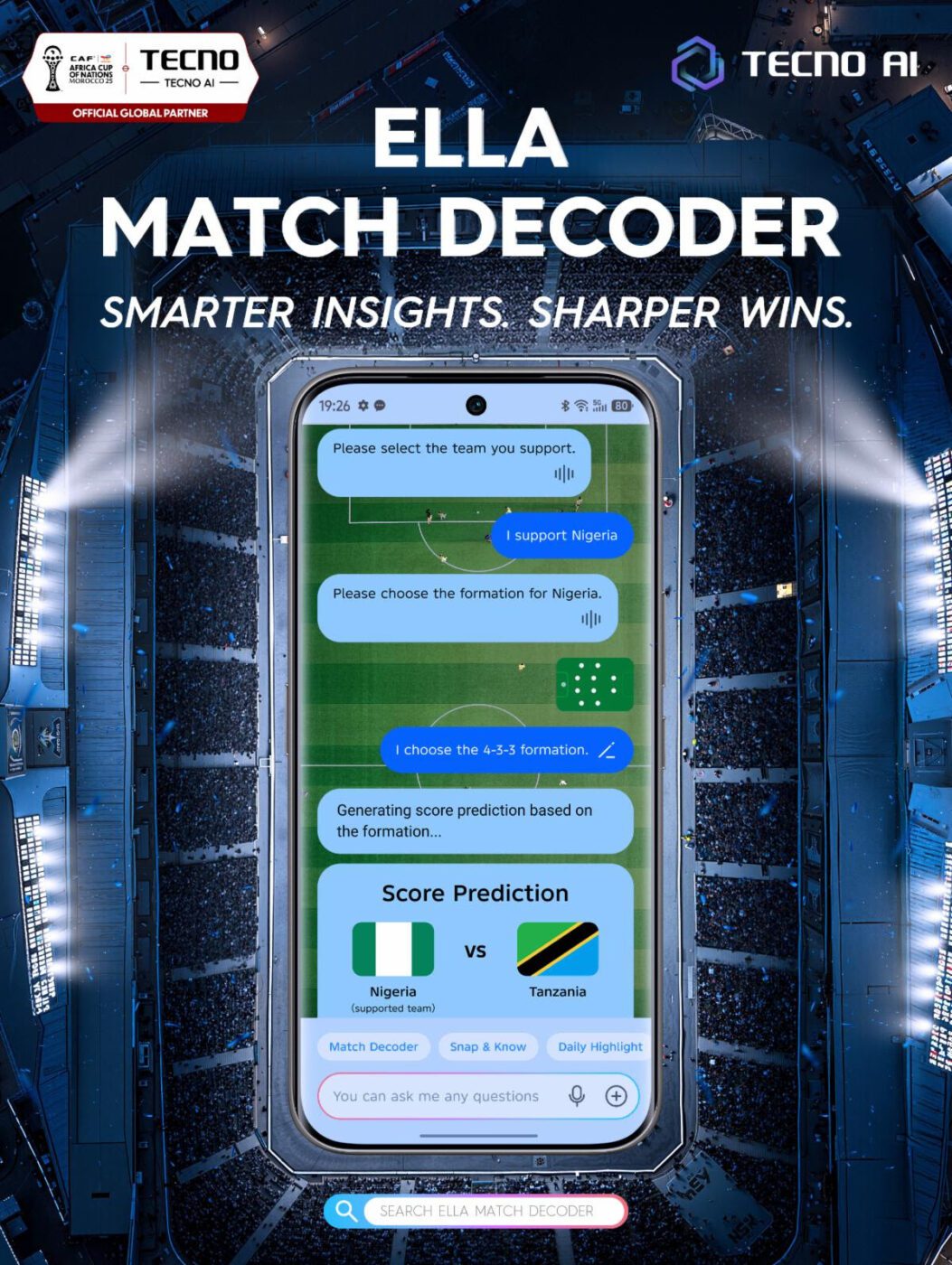 TECNO AI Features Give AFCON Fans Personalized Insights and Highlights