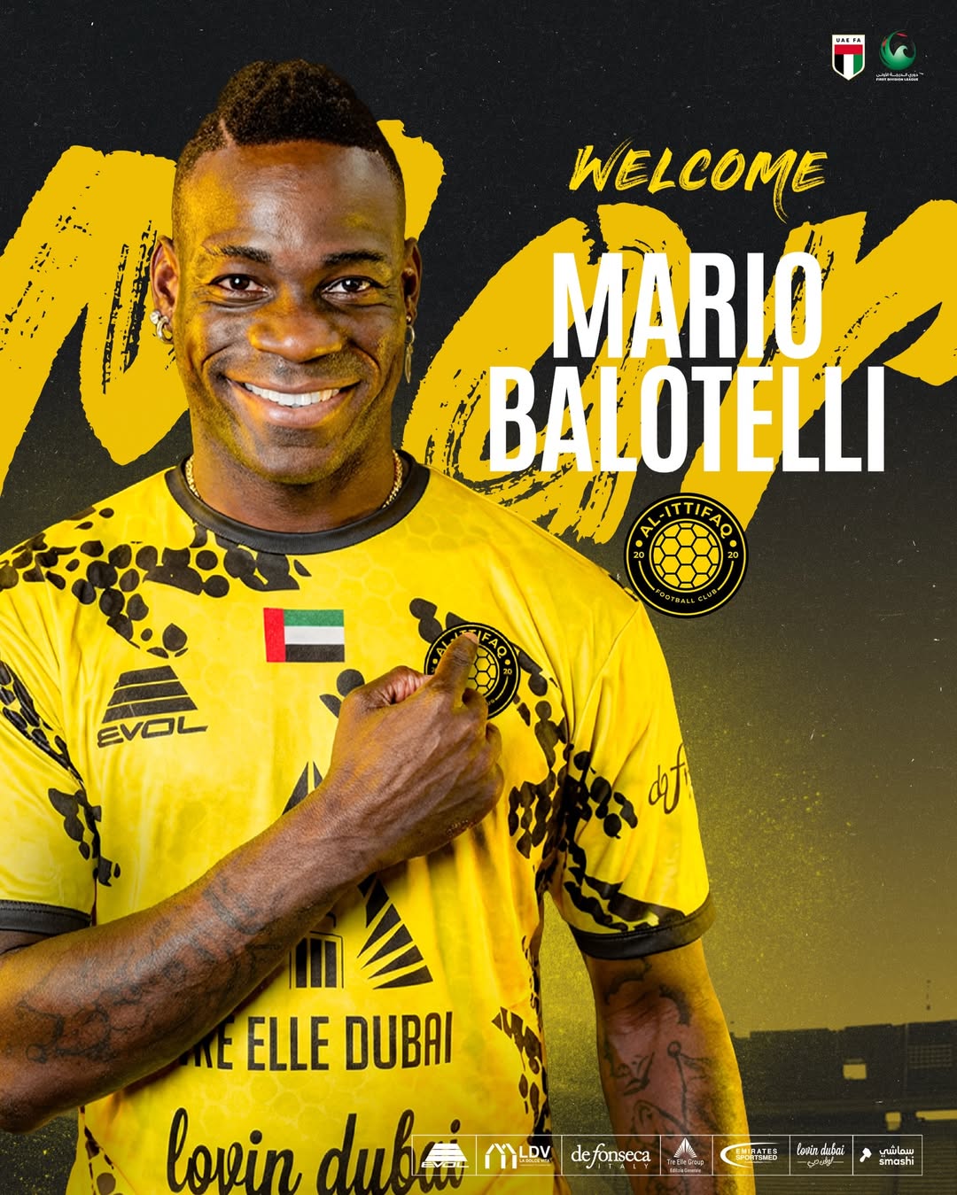 Mario Balotelli Joins 14th Club of His Career, Al-Ittifaq