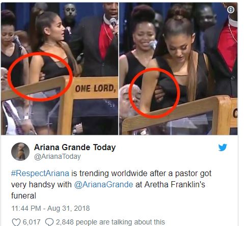 Aretha Franklin's bishop sorry after ‘groping' Ariana Grande her on stage