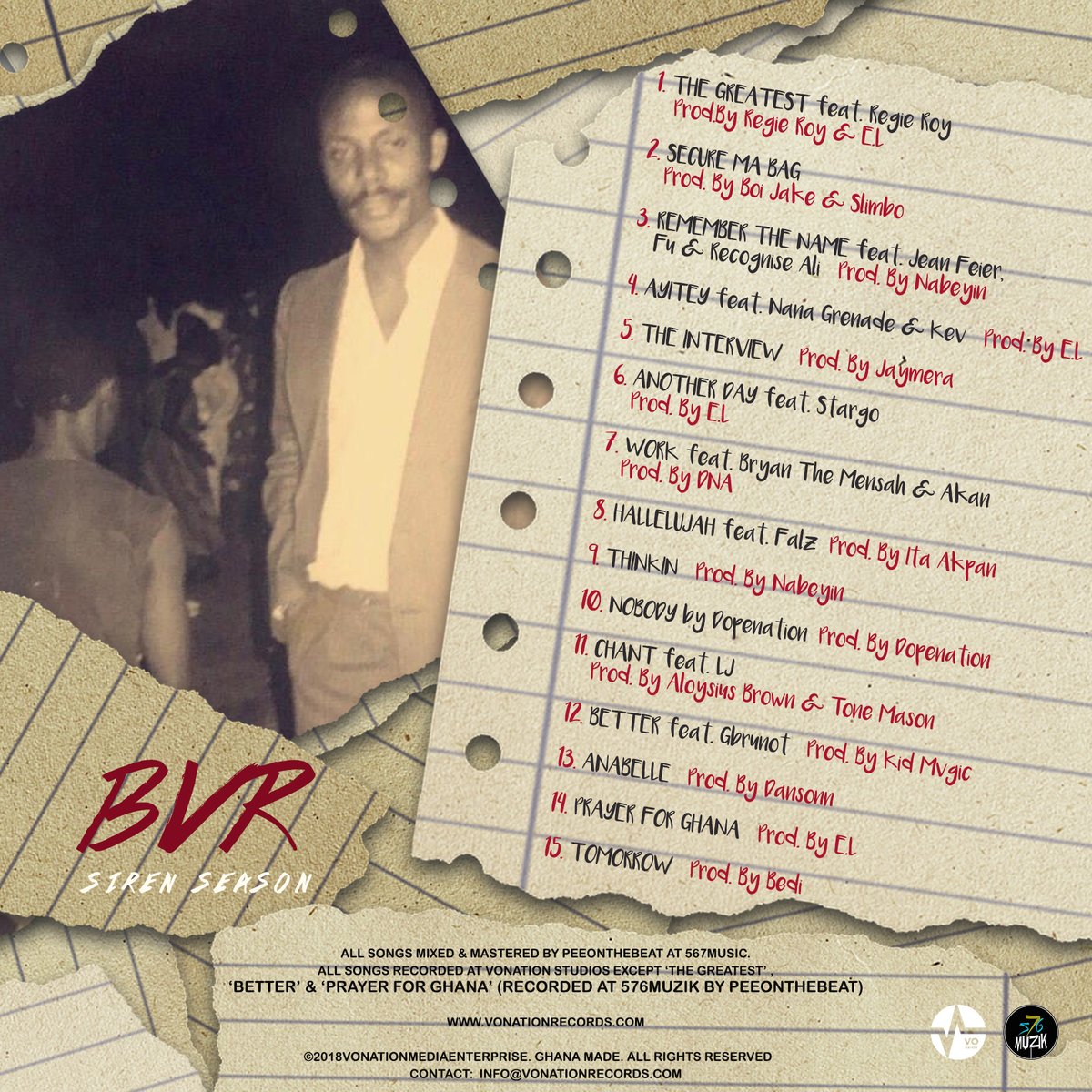 E.L announces tracklist and cover art for ‘’BVR’’ mixtape