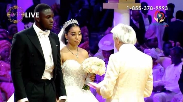 Watch: Ghanaian businessman Philip marries Pastor Chris' first daughter Sharon