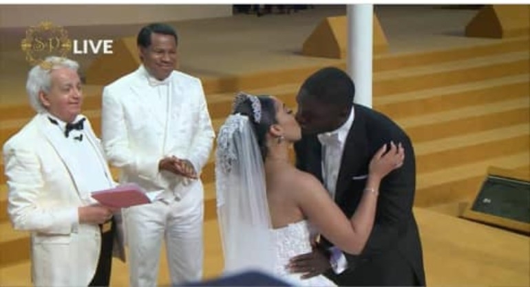Watch: Ghanaian businessman Philip marries Pastor Chris' first daughter Sharon