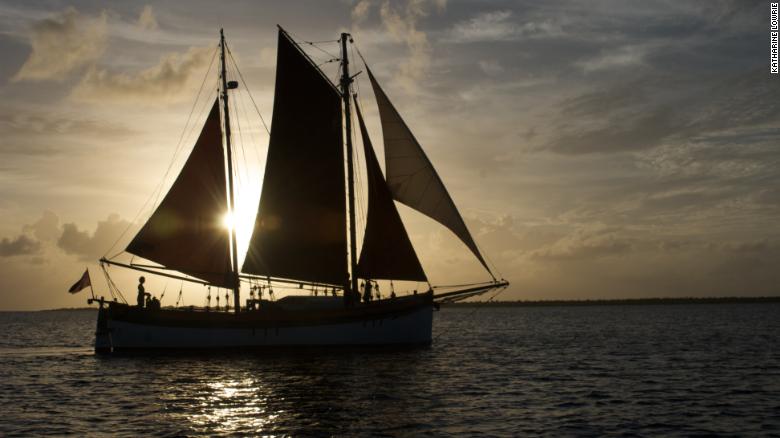Couple sailing the world with a baby